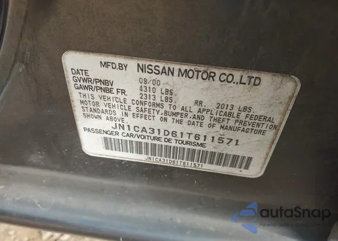 2001 Nissan Maxima Se из США, поврежденный, VIN JN1CA31D61T611571